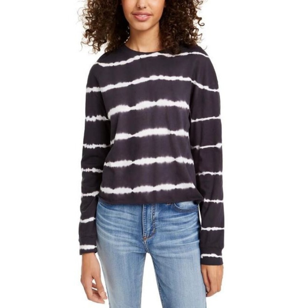 REBELLIOUS ONE women top shirt GA8628JWHU charcoal navy white tie dye XS $48